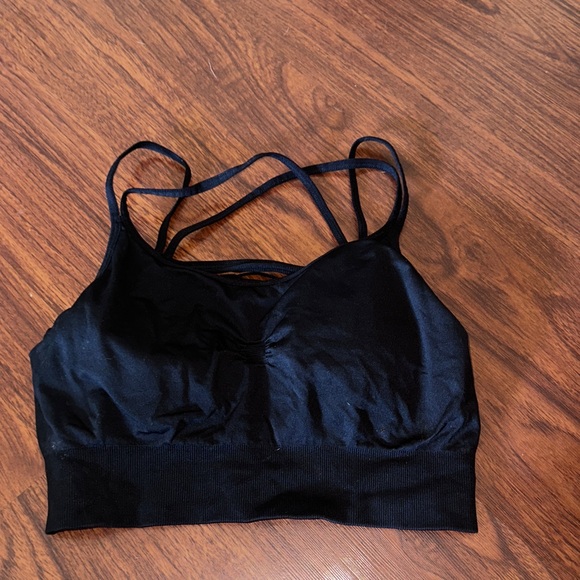 Velocity Black Sports Bra with cool strappy back size large - Picture 1 of 5
